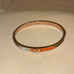 Orange and Gold Bangle Bracelet